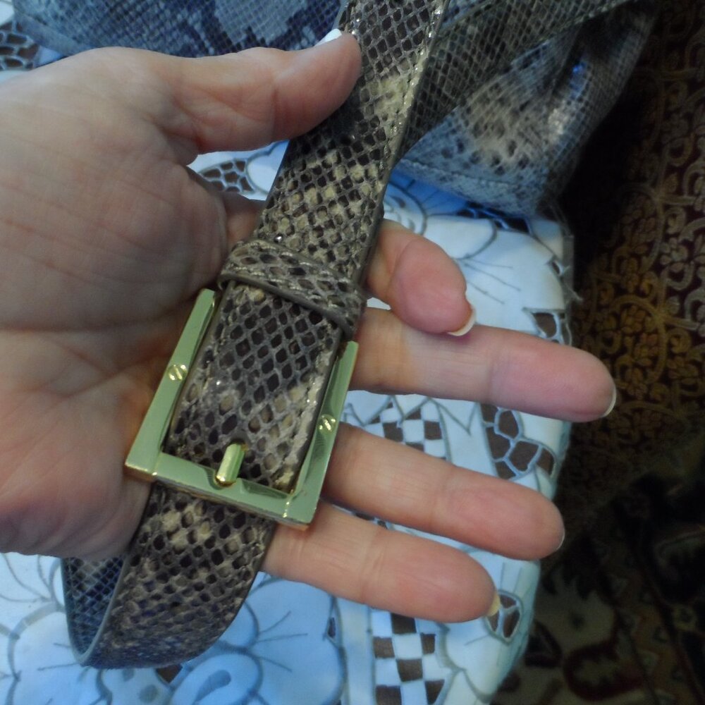 Tory Burch Gray Python Embosed Leather Shoulder B… - image 5